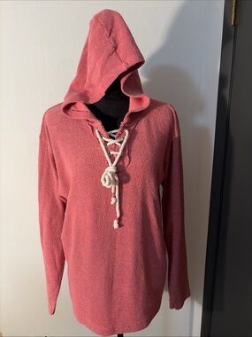 Dusty Rose knit lace-up pullover hoodie from the brand Southern Spirit